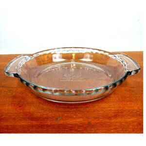 Vintage Anchor Hocking Fire King Crimp Edge Clear Glass Deep Pie Dish 9"